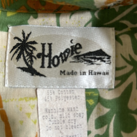 Vintage Howie Made in Hawaii Green Hawaiian Button Front Shirt Size Large - Picture 9 of 13